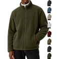 thumbnail image 1 of Chiccall Mens Fleece Jackets Winter Fuzzy Warm Thermal Full Zip Jacket Stand Collar Long Sleeve Coats with Pockets, 1 of 5