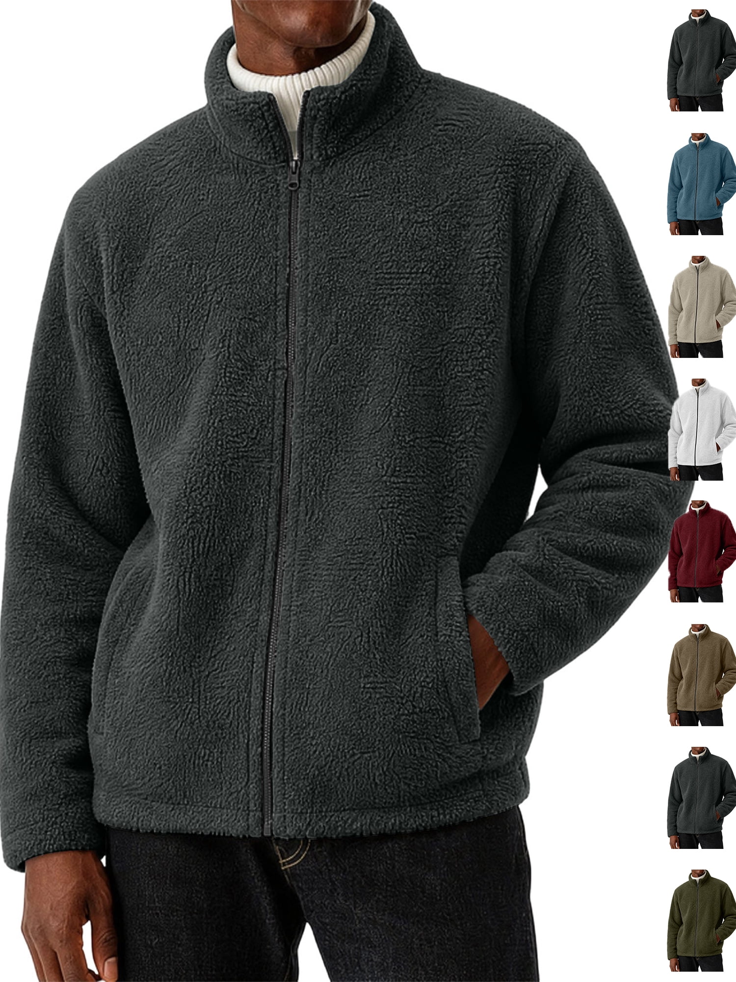 Chiccall Mens Fleece Jackets Winter Fuzzy Warm Thermal Full Zip Jacket ...