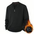 thumbnail image 1 of Chiccall Mens Fleece Lined Sweatshirts Plus Size Knitted Casual Warm Quarter Zip Collarless Pullover Sweaters, 1 of 4