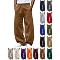 thumbnail image 1 of Chiccall Mens Fleece Sweatpants Super Loose Fit Elastic Waist Wide Leg Open Bottom Casual Fashion Baggy Pants with Pockets Brown 2XL, 1 of 7