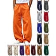 thumbnail image 1 of Chiccall Mens Fleece Sweatpants Super Loose Fit Elastic Waist Wide Leg Open Bottom Casual Fashion Baggy Pants with Pockets Orange S, 1 of 7