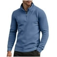thumbnail image 1 of Chiccall Mens Fleece Sweatshirts Fall Winter Casual Basic Long Sleeve Pullover Quarter Zip Stand Collar Warm Lightweight Sweater Tops, 1 of 7