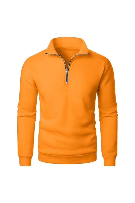 Mens Fleece Sweatshirts Quarter Zip Casual Mock Neck Sweatshirt Fashion Solid Pullover Tops