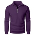 thumbnail image 1 of Chiccall Mens Fleece Sweatshirts Quarter Zip Casual Mock Neck Sweatshirt Fashion Solid Pullover Tops, 1 of 4