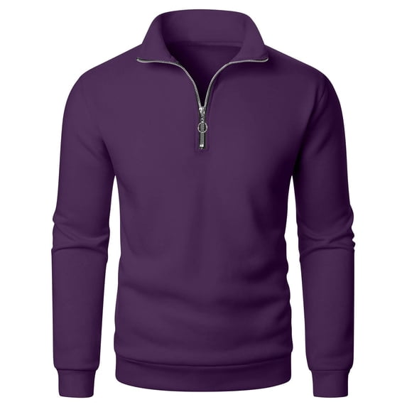 Chiccall Mens Fleece Sweatshirts Quarter Zip Casual Mock Neck Sweatshirt Fashion Solid Pullover Tops