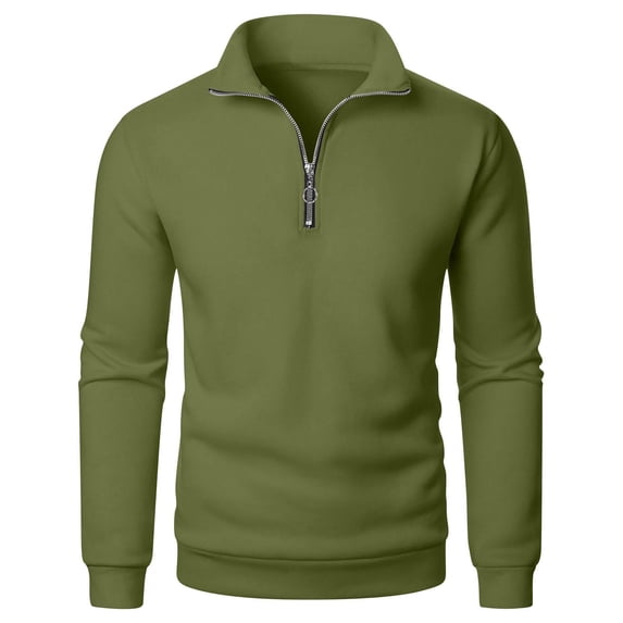 Chiccall Mens Fleece Sweatshirts Quarter Zip Casual Mock Neck Sweatshirt Fashion Solid Pullover Tops