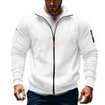 thumbnail image 1 of Chiccall Mens Full Zip Jacket Fall Fleece Cargo Sweatshirts Stand Collar Long Sleeve Coat with Sleeve Pocket, 1 of 5