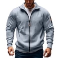 thumbnail image 1 of Chiccall Mens Full Zip Jacket Fall Fleece Cargo Sweatshirts Stand Collar Long Sleeve Coat with Sleeve Pocket, 1 of 5