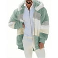 thumbnail image 1 of Chiccall Mens Fuzzy Hoodie Jacket Oversized Thicken Colorblock Sweaters Full Zip Hood Drawstring Winter Casual Warm Coat with Pocket, 1 of 8