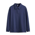 thumbnail image 1 of Chiccall Mens Sweatshirts Casual Oversized Buttons Collared Solid Color Pullover Shirts, 1 of 5