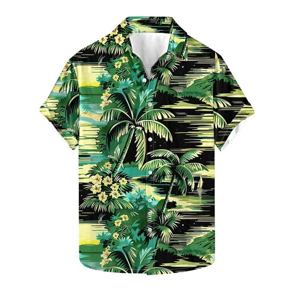 Chiccall Mens Hawaiian Summer Shirts Plus Size Tropical Beach Graphic Shirt Big Short Sleeve Printed Tops for Men