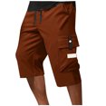 thumbnail image 1 of Chiccall Mens Hiking Shorts with Pockets Elastic Waist Drastring Cargo Shorts Quick Dry Summer Beach Shorts Coffee XL, 1 of 5