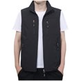 thumbnail image 1 of Chiccall Mens Hiking Vest with Multi Zipper Pockets Solid Sleeveless Summer Fishing Stylish Tops Black XL, 1 of 4
