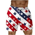 thumbnail image 1 of Chiccall Mens Independence Day Flag Printed Shorts Plus Size Elastic Waist Drawstring Summer Beach Swim Trunks with Pockets White, 1 of 5