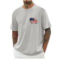 thumbnail image 1 of Chiccall Mens Independence Day Patriotic Day American Flag Graphic T Shirts Crew Neck Short Sleeve Casual Loose Plus Size Summer Shirt Tops M Gray, 1 of 5