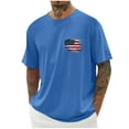 thumbnail image 1 of Chiccall Mens Independence Day Patriotic Day American Flag Graphic T Shirts Crew Neck Short Sleeve Casual Loose Plus Size Summer Shirt Tops XL Blue, 1 of 5