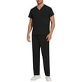 thumbnail image 1 of Chiccall Mens Lightweight 10 Pockets Scrub Set V Neck Strech Slit Tops & Straight Leg Elastic Waist Drawstring Pants Nursing Set for Men, 1 of 8