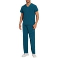 thumbnail image 1 of Chiccall Mens Lightweight 10 Pockets Scrub Set V Neck Strech Slit Tops & Straight Leg Elastic Waist Drawstring Pants Nursing Set for Men, 1 of 8