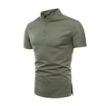 thumbnail image 1 of Chiccall Mens Lightweight Solid Shirts Plus Size Short Sleeve Button up Breathable Shirts 2XL Army Green, 1 of 5