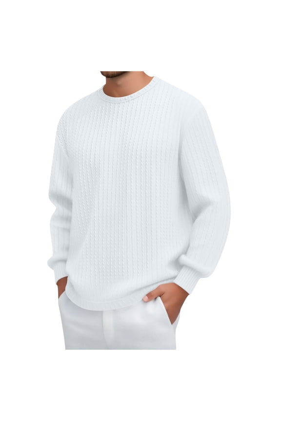 Mens Lightweight Sweaters Casual Stretch Comfy Textured Crew Neck Pullover Tops Fall Fashion 2025 Solid Long Sleeve Shirts