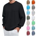 thumbnail image 1 of Chiccall Mens Lightweight Sweaters Casual Stretch Comfy Textured Crew Neck Pullover Tops Fall Fashion 2025 Solid Long Sleeve Shirts, 1 of 7