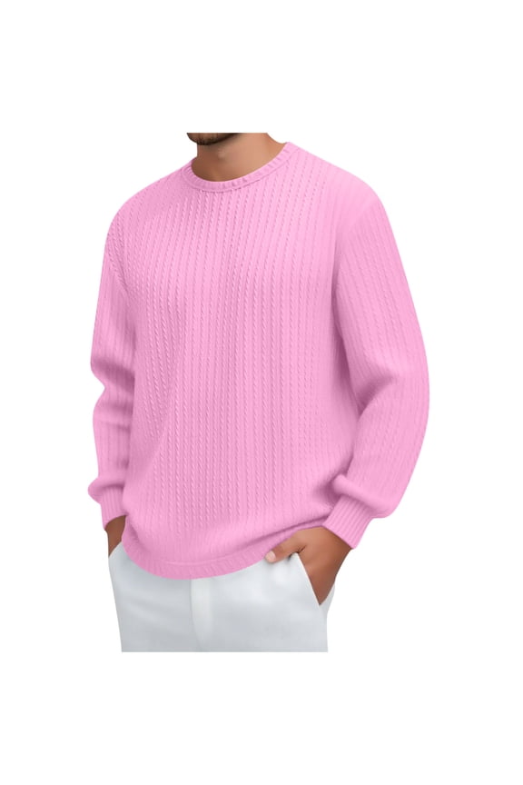 Mens Lightweight Sweaters Casual Stretch Comfy Textured Crew Neck Pullover Tops Fall Fashion 2025 Solid Long Sleeve Shirts