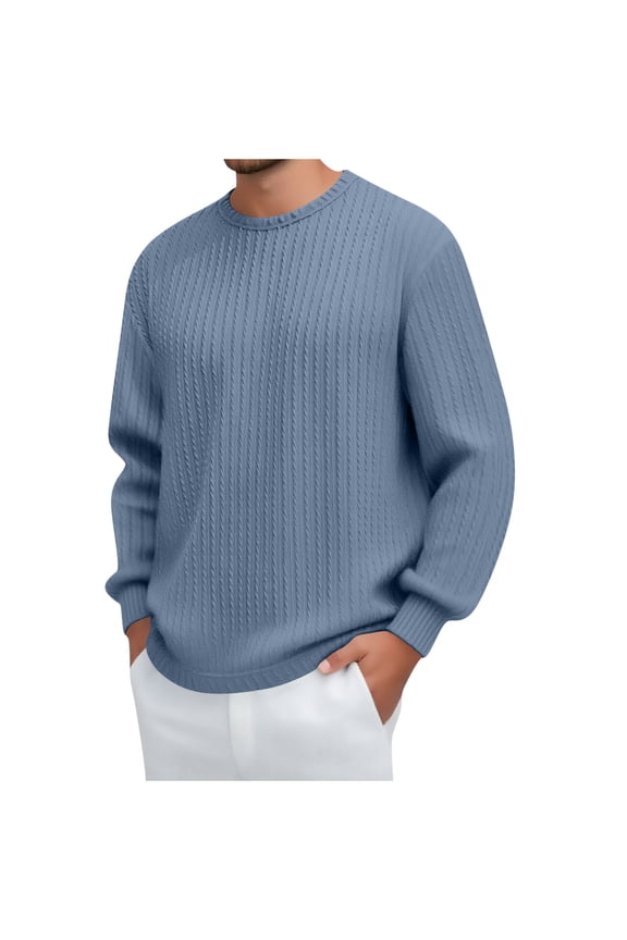 Mens Lightweight Sweaters Casual Stretch Comfy Textured Crew Neck Pullover Tops Fall Fashion 2025 Solid Long Sleeve Shirts