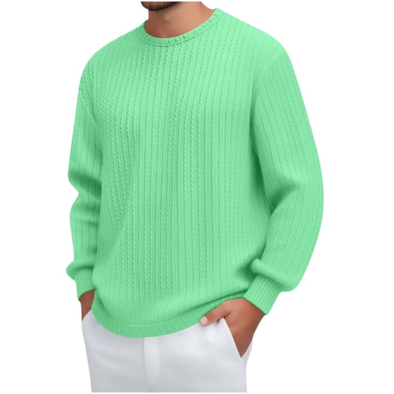 Chiccall Mens Lightweight Sweaters Casual Stretch Comfy Textured Crew Neck Pullover Tops Fall Fashion 2025 Solid Long Sleeve Shirts