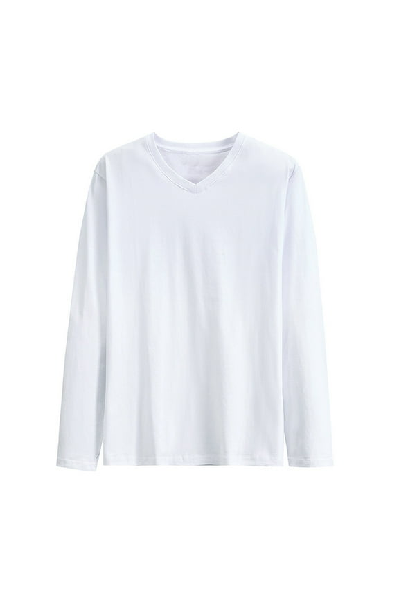 Mens Long Sleeve Cotton T Shirts Comfy V Neck Pullover Pajama Tops Base Layer Blouse