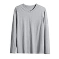 thumbnail image 1 of Chiccall Mens Long Sleeve Cotton T Shirts Comfy V Neck Pullover Pajama Tops Base Layer Blouse, 1 of 3