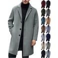 thumbnail image 1 of Chiccall Mens Long Trench Coat Single Breasted Notch Lapel Overcoat Casual Cozy Soft Warm Peacoat with Pocket, 1 of 8