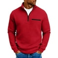 thumbnail image 1 of Chiccall Mens Mock Neck Sweatshirts Casual Vintage Teaxtured Quarter Zip Pullover Sweatshirt for Men, 1 of 6
