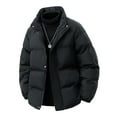 thumbnail image 1 of Chiccall Mens Oversized Puffer Jackets Winter Heavy Windproof Stand Collar Warm Full Zip Snap Puffy Coat Winter Thicken Thermal Outerwear Tops with Pocket, 1 of 8