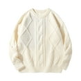 thumbnail image 1 of Chiccall Mens Oversized Sweater Crew Neck Cable Knit Sweaters Casual Vintage Long Sleeve Pullover Sweater, 1 of 7