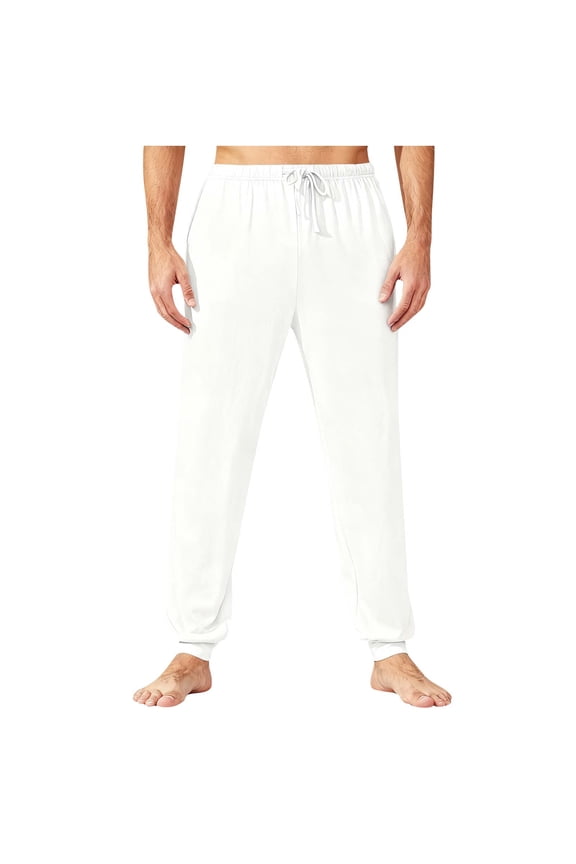 Mens Pajama Pants Comfy Stretch Sleep Pants Elastic Waist Drawstring Baggy Jogger Yoga Pants Casual Elastic Bottom Loungerwear with Pockets