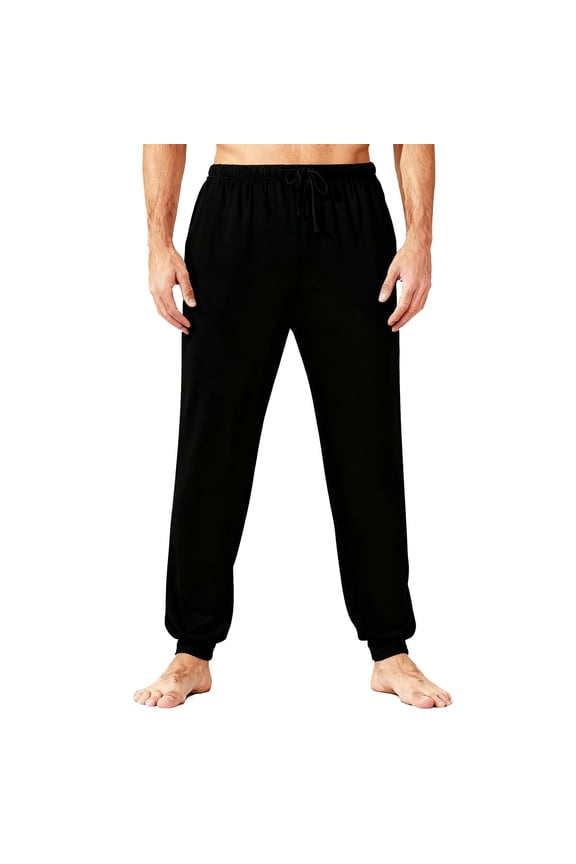 Mens Pajama Pants Comfy Stretch Sleep Pants Elastic Waist Drawstring Baggy Jogger Yoga Pants Casual Elastic Bottom Loungerwear with Pockets