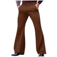 thumbnail image 1 of Chiccall Mens Pants Relaxed Stretch Classic Flared 70s Style Bell Bottom Pants Coffee XL, 1 of 5