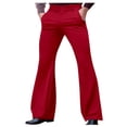 thumbnail image 1 of Chiccall Mens Pants Relaxed Stretch Classic Flared 70s Style Bell Bottom Pants Red L, 1 of 5