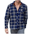 thumbnail image 1 of Chiccall Mens Plus Size Flannel Shirts Classic Plaid Colorblock Fleece Button Down Shirts Thickened Warm Sweaters Casual Checkered Lapel Coat with Front Pocket, 1 of 5