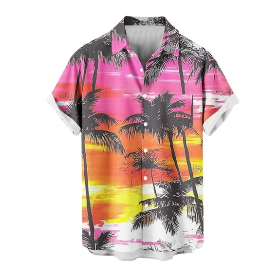 Chiccall Mens Plus Size Hawaiian Shirts Summer Floral Printed Short Sleeve Button Down Tropical Holiday Beach Shirts