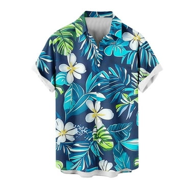 Chiccall Mens Plus Size Hawaiian Shirts Summer Floral Printed Short Sleeve Button Down Tropical Holiday Beach Shirts on Clearance