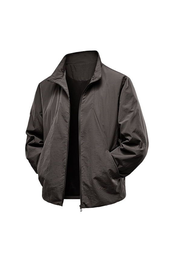 Mens Plus Size Jackets Outdoor Waterproof Athletic Windbreaker Full Zip Mesh Lining Active Coat with Zipper Pockets