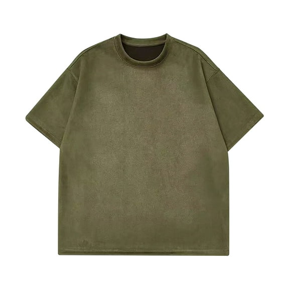 Chiccall Mens Plus Size Solid T Shirts Vintage Short Sleeve Crew Neck Tees Streetwear Basic Tees Loose Summer Tops Army Green XL