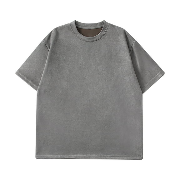 Chiccall Mens Plus Size Solid T Shirts Vintage Short Sleeve Crew Neck Tees Streetwear Basic Tees Loose Summer Tops Dark Gray 4XL