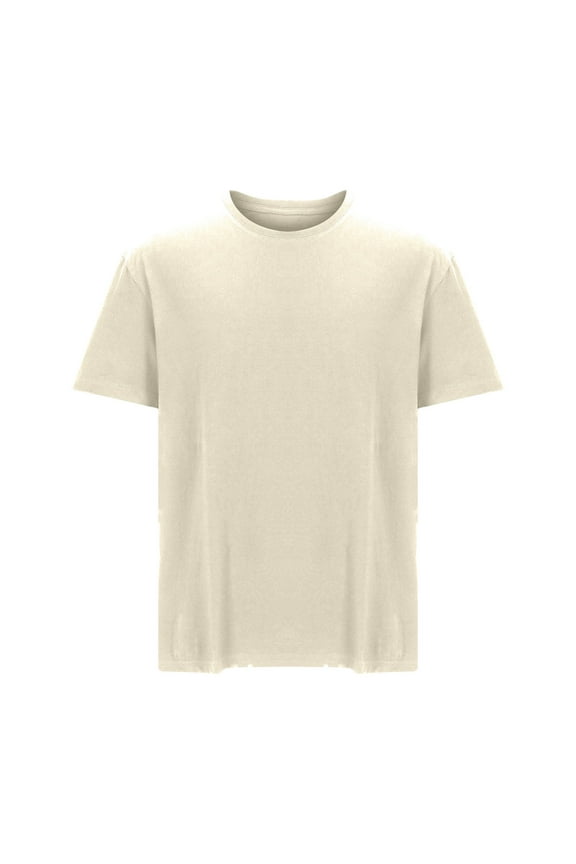 Mens Plus Size Summer Tops Cotton T Shirts Casual Solid Loose Crew Neck Short Sleeve Tees for Men