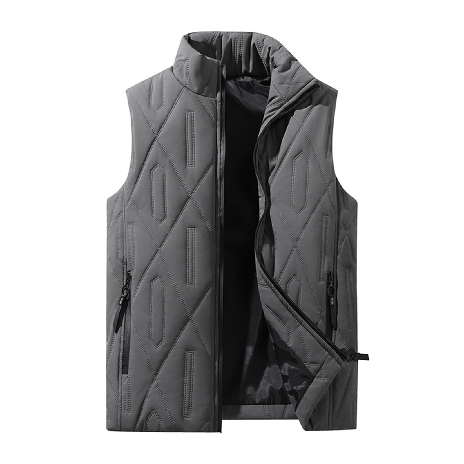 Chiccall Mens Puffer Vest Plus Size Full Zip Stand Collar Sleeveless ...