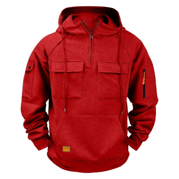 Chiccall Mens Quarter Zip Fleece Hoodie 5 Pockets Mock Neck Drawstring Sweatshirts Fashion Fall Fashion 2025 Pullover Tops
