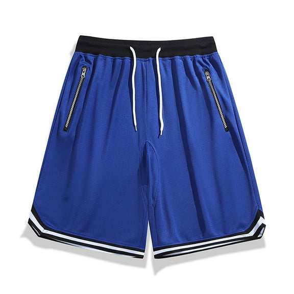 Chiccall Mens Quick Dry Athletic Shorts Colorblock Elastic Waist Drawstring Casual Sweat Shorts Summer Swim Trunks with Zipper Pockets