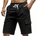 thumbnail image 1 of Chiccall Mens Running Cargo Shorts Outdoor Hiking Shorts Casual Summer Elastic Waist Drawstring Lounge Shorts, 1 of 6