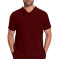 thumbnail image 1 of Chiccall Mens Scrub Tops with 3 Deep Pockets Comfy Stretch Short Sleeve Quarter Zip V Neck Nursing Tops, 1 of 5